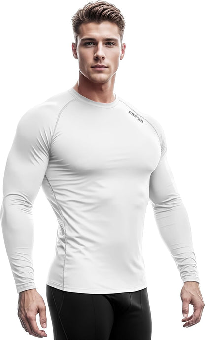 DRSKIN 4, 3, 2 or 1 Pack Men'S Compression Shirts Top Long Sleeve Sports Baselayer Workout Running Athletic Active