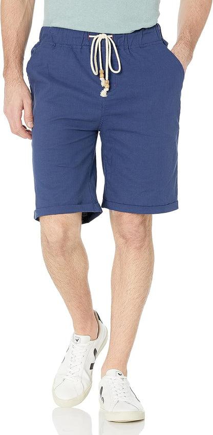 Janmid Men'S Linen Shorts Casual Drawstring Summer Beach Shorts for Men
