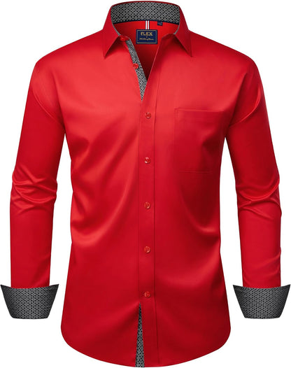 Alimens & Gentle Men'S Dress Shirts Long Sleeve Wrinkle-Free Business Casual Button down Shirt