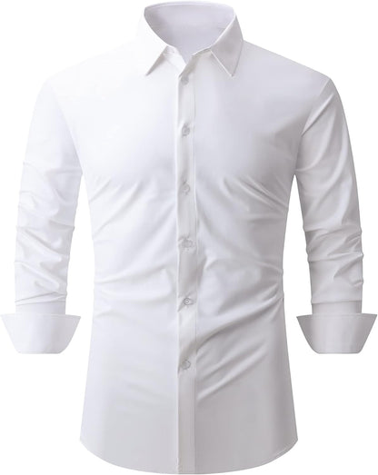 SAMERM Mens Dress Shirt Wrinkle Free Moisture Wicking 4-Way High Stretch Super Soft Casual Button down Shirts