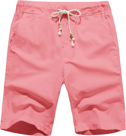 Boisouey Men'S Linen Casual Classic Fit Short Summer Beach Shorts