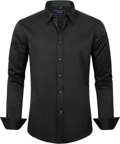 J.VER Men'S Dress Shirts Solid Long Sleeve Stretch Wrinkle-Free Formal Shirt Business Casual Button down Shirts