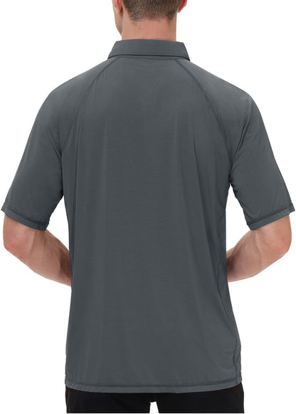 MOHEEN Men'S Moisture Wicking Short Sleeve Polo Shirts UPF 50+ Lightweight Performance Golf Shirts M-6XL