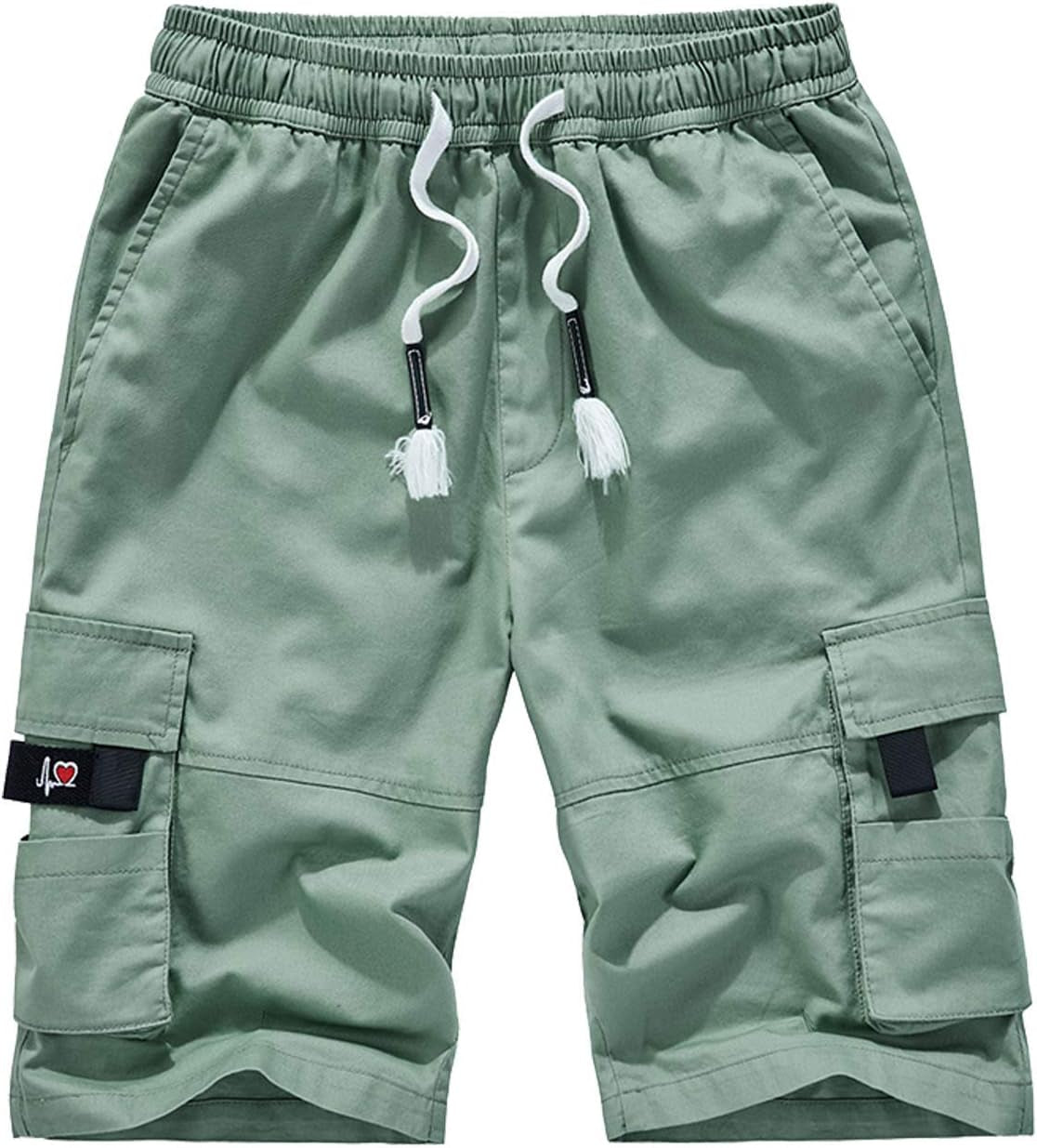 Xinyangni Men'S Cargo Shorts Elastic Waist Relaxed Fit Cotton Casual Outdoor Lightweight Work Shorts Multi-Pockets