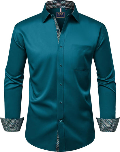Alimens & Gentle Men'S Dress Shirts Long Sleeve Wrinkle-Free Business Casual Button down Shirt