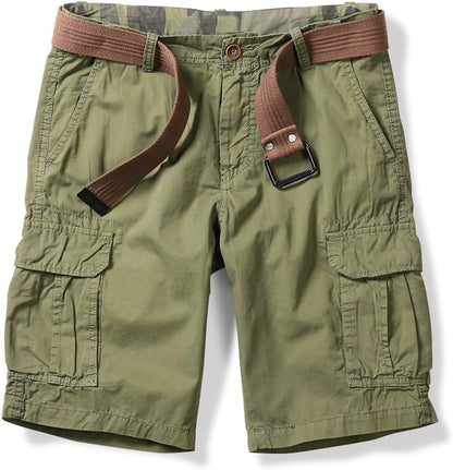 OCHENTA Men'S Lightweight Cargo Shorts with Pockets Cotton Shorts for Men Casual (No Belt)