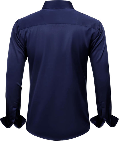 J.VER Men'S Dress Shirts Solid Long Sleeve Stretch Wrinkle-Free Formal Shirt Business Casual Button down Shirts