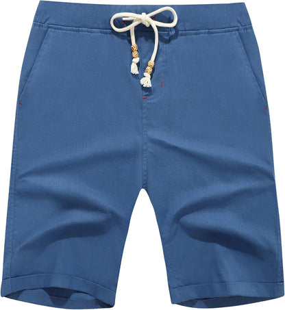 Boisouey Men'S Linen Casual Classic Fit Short Summer Beach Shorts