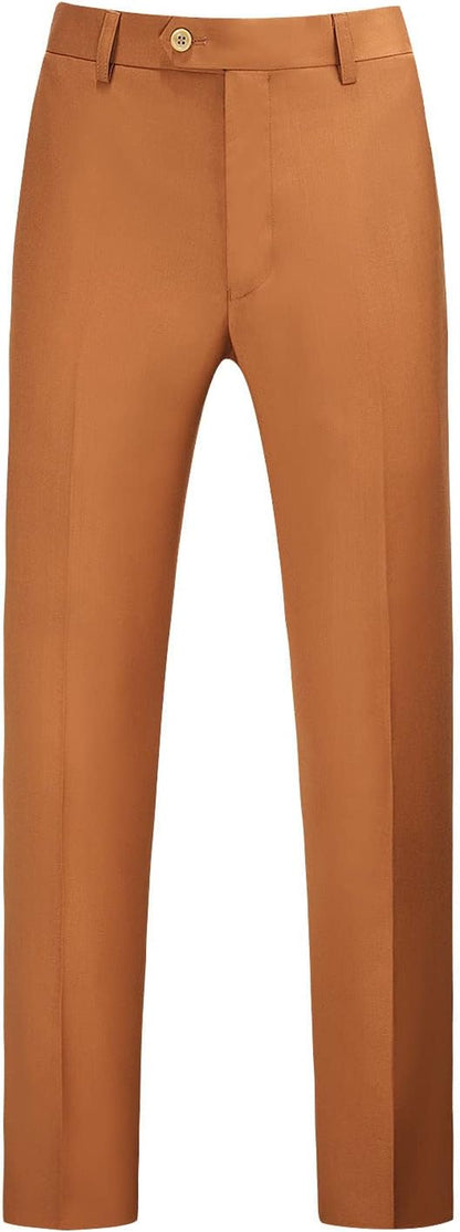 MOGU Mens Front Flat Casual Dress Pants Slim Fit