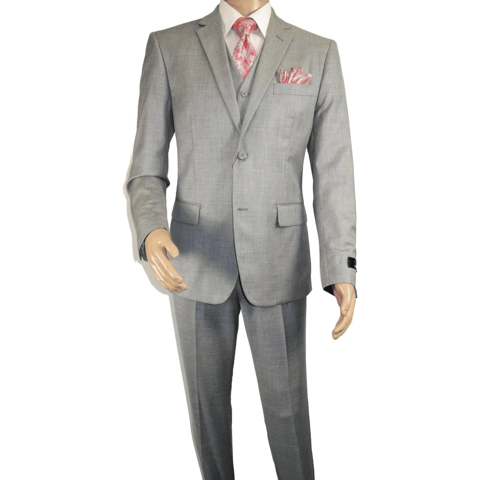 Mens Three Piece Suit Vested  Soft Fabric with Sheen M3090 Stone Gray 3Pc