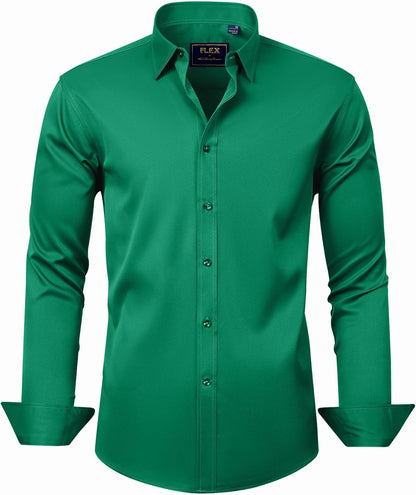 J.VER Men'S Dress Shirts Solid Long Sleeve Stretch Wrinkle-Free Formal Shirt Business Casual Button down Shirts