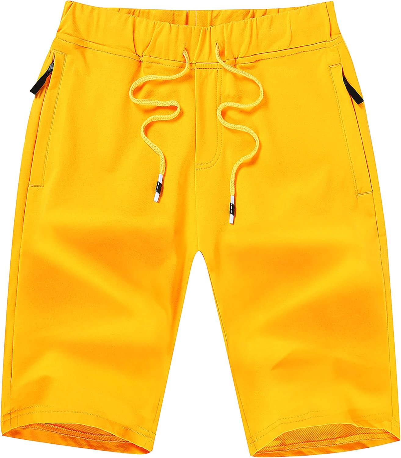 Boisouey Mens Shorts Casual Drawstring Zipper Pockets Elastic Waist