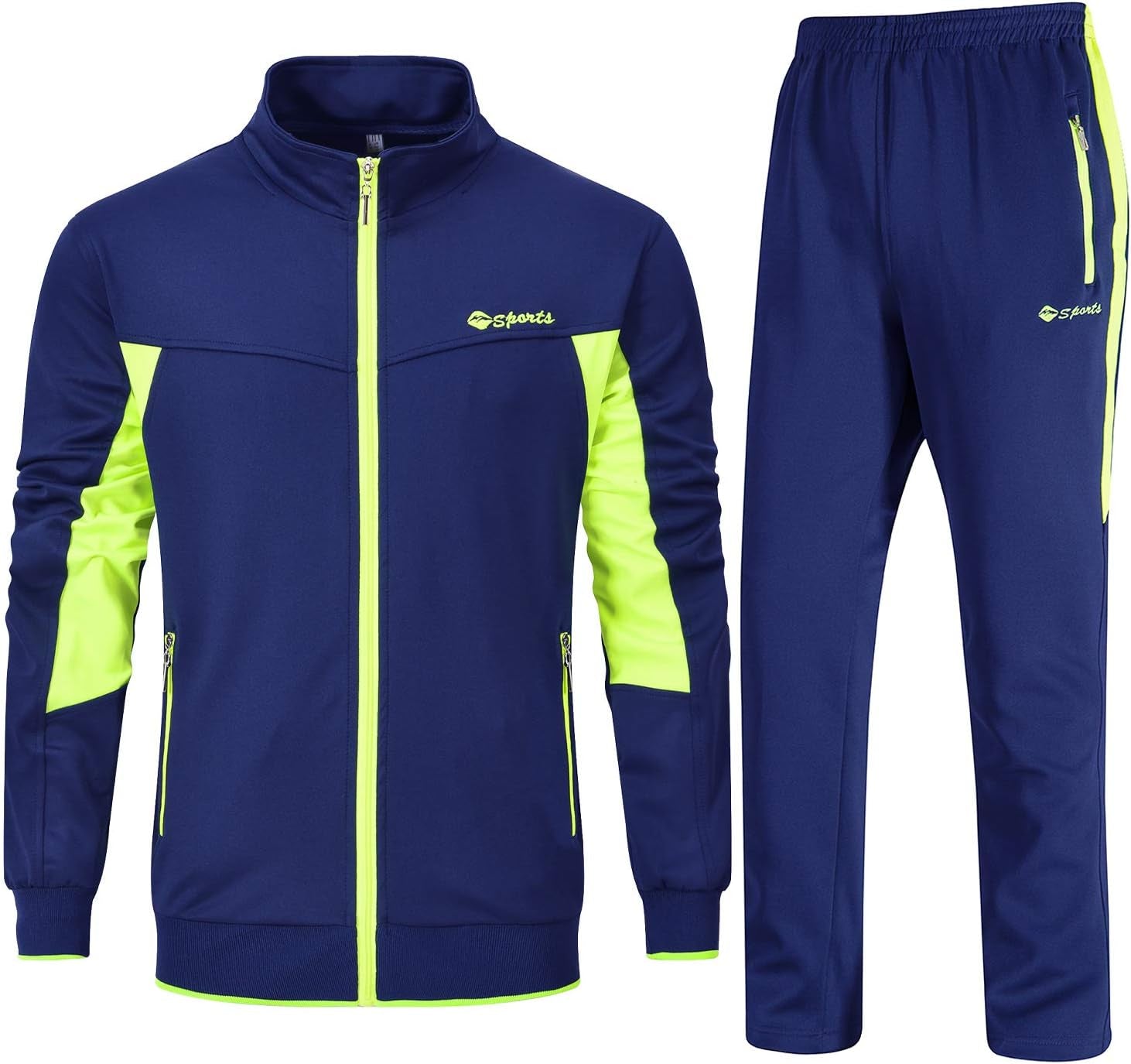 BGOWATU Men'S Tracksuits 2 Piece Running Jackets Athletic Pants Sports Suit with Zipper Pockets