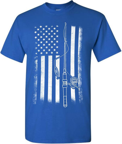 American Flag Fishing T-Shirt, Funny Mens Fishing Shirts, Mens Graphic T-Shirts