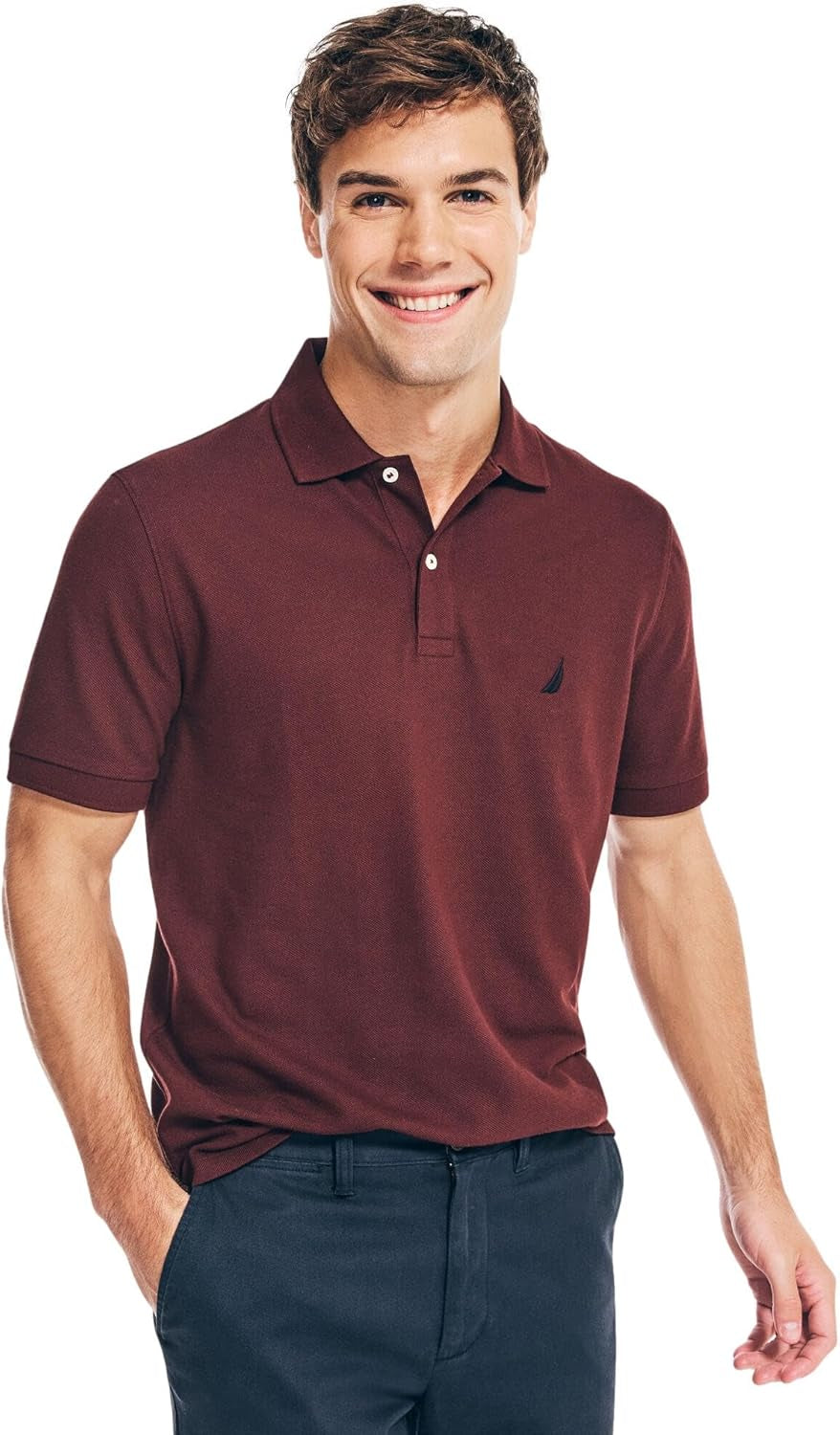 Nautica Men'S Classic Short Sleeve Solid Performance Deck Polo Shirt