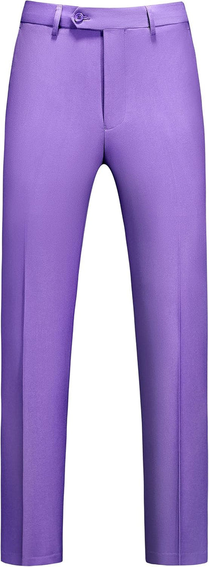 MOGU Mens Front Flat Casual Dress Pants Slim Fit