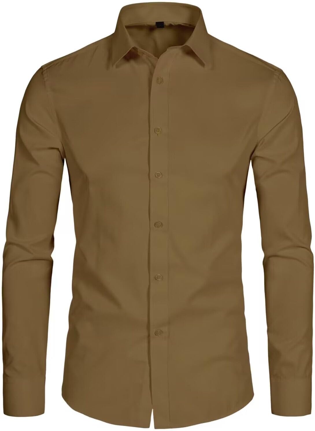 Men'S Long Sleeve Button up Shirts Solid Slim Fit Casual Business Formal Dress Shirt