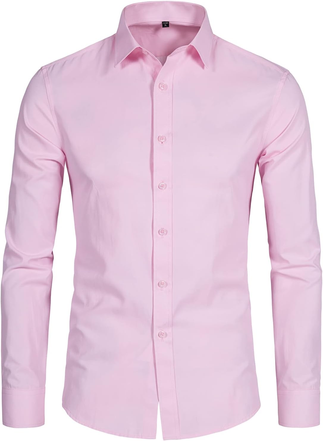 Men'S Long Sleeve Button up Shirts Solid Slim Fit Casual Business Formal Dress Shirt