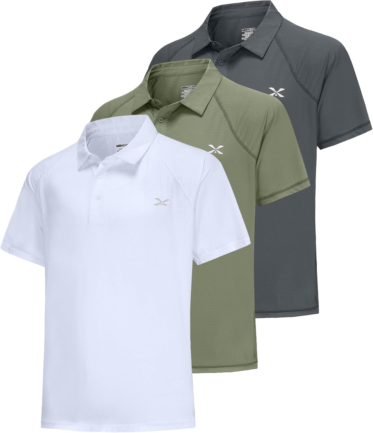 MOHEEN Men'S Moisture Wicking Short Sleeve Polo Shirts UPF 50+ Lightweight Performance Golf Shirts M-6XL