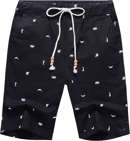 Boisouey Men'S Linen Casual Classic Fit Short Summer Beach Shorts