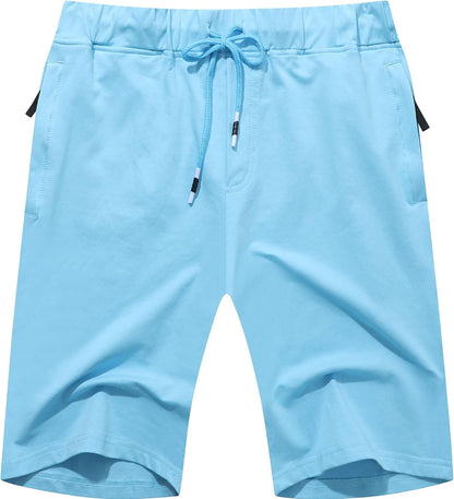 Boisouey Mens Shorts Casual Drawstring Zipper Pockets Elastic Waist
