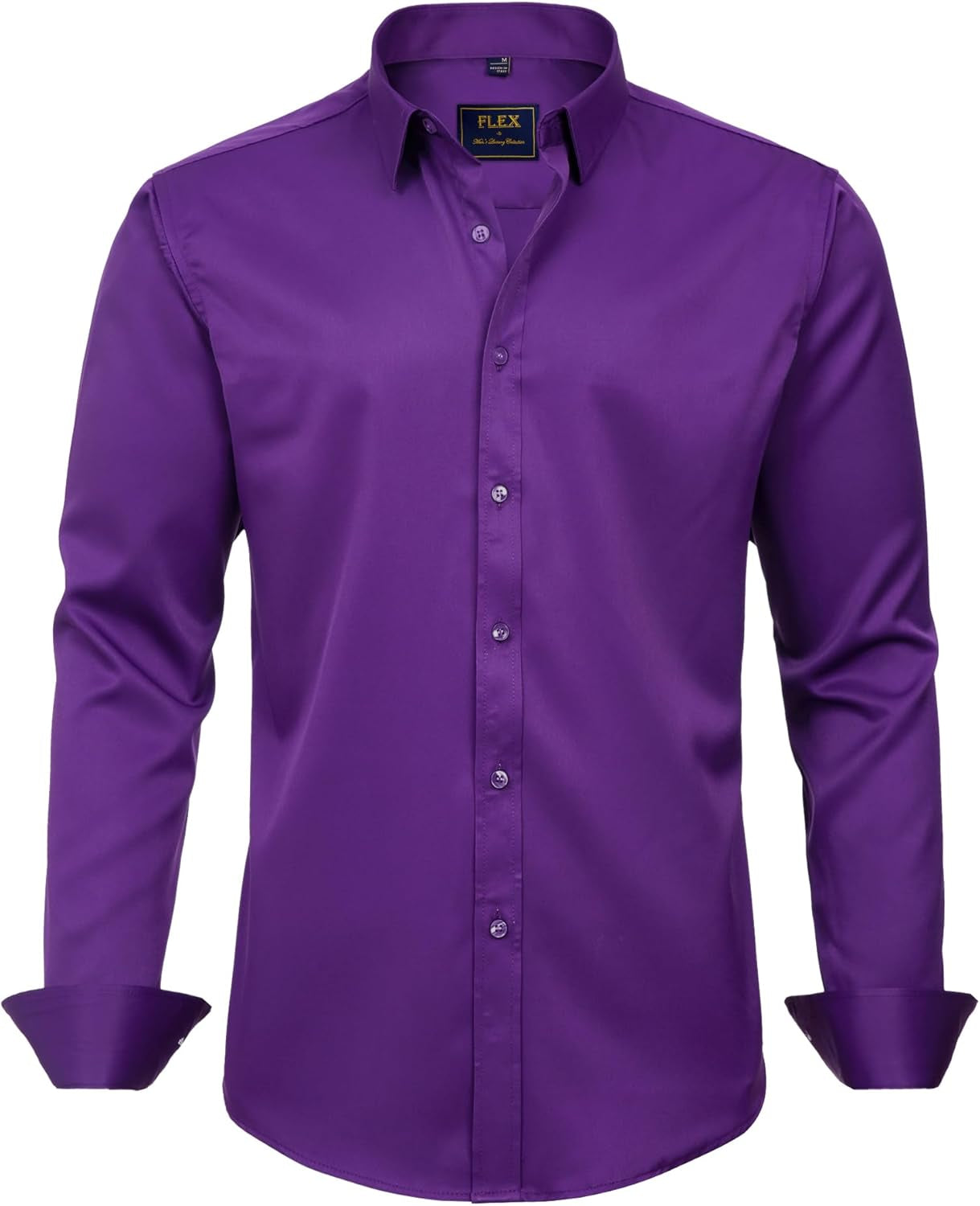 J.VER Men'S Dress Shirts Solid Long Sleeve Stretch Wrinkle-Free Formal Shirt Business Casual Button down Shirts