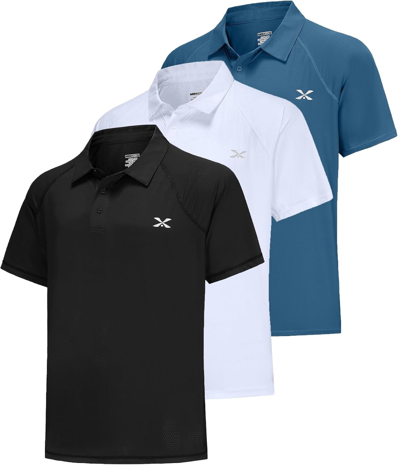 MOHEEN Men'S Moisture Wicking Short Sleeve Polo Shirts UPF 50+ Lightweight Performance Golf Shirts M-6XL