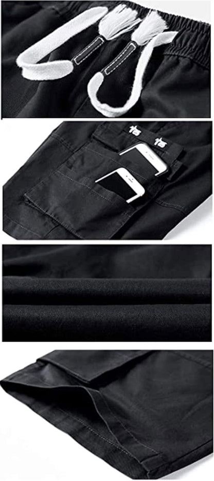 Xinyangni Men'S Cargo Shorts Elastic Waist Relaxed Fit Cotton Casual Outdoor Lightweight Work Shorts Multi-Pockets