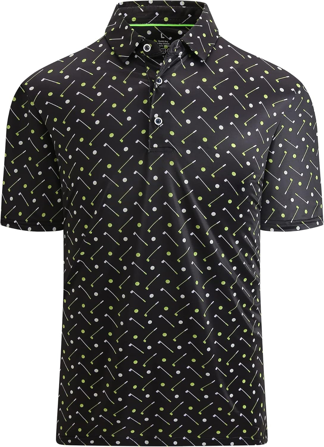 Esabel.C Golf Shirts for Men Dry Fit Performance Short Sleeve Print Moisture Wicking Collared Shirt