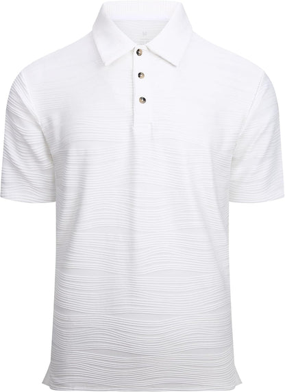 Esabel.C Golf Shirts for Men Dry Fit Performance Short Sleeve Print Moisture Wicking Collared Shirt