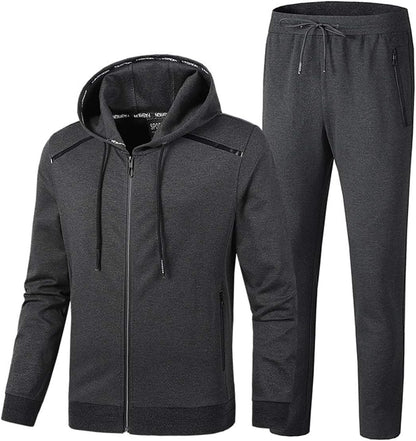 PRIJOUHE Men'S Tracksuit Hooded Fitness Sport Suits Gym Hoodie 2 Piece Hoodies Joggers Sweatpants Sets Gym Jogging Tracksuits