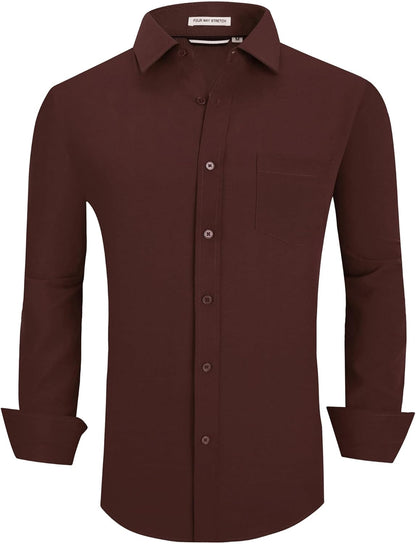 Alex Vando Mens Dress Shirts Regular Fit Long Sleeve Stretch Business Dress Shirts for Men