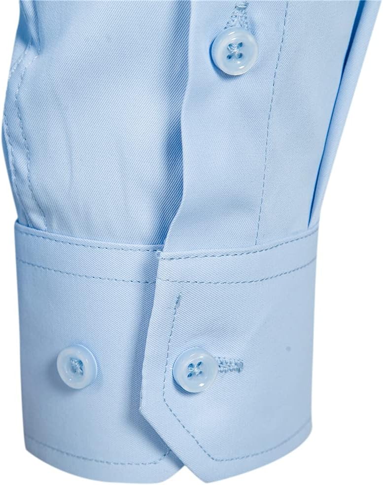 Men'S Long Sleeve Button up Shirts Solid Slim Fit Casual Business Formal Dress Shirt