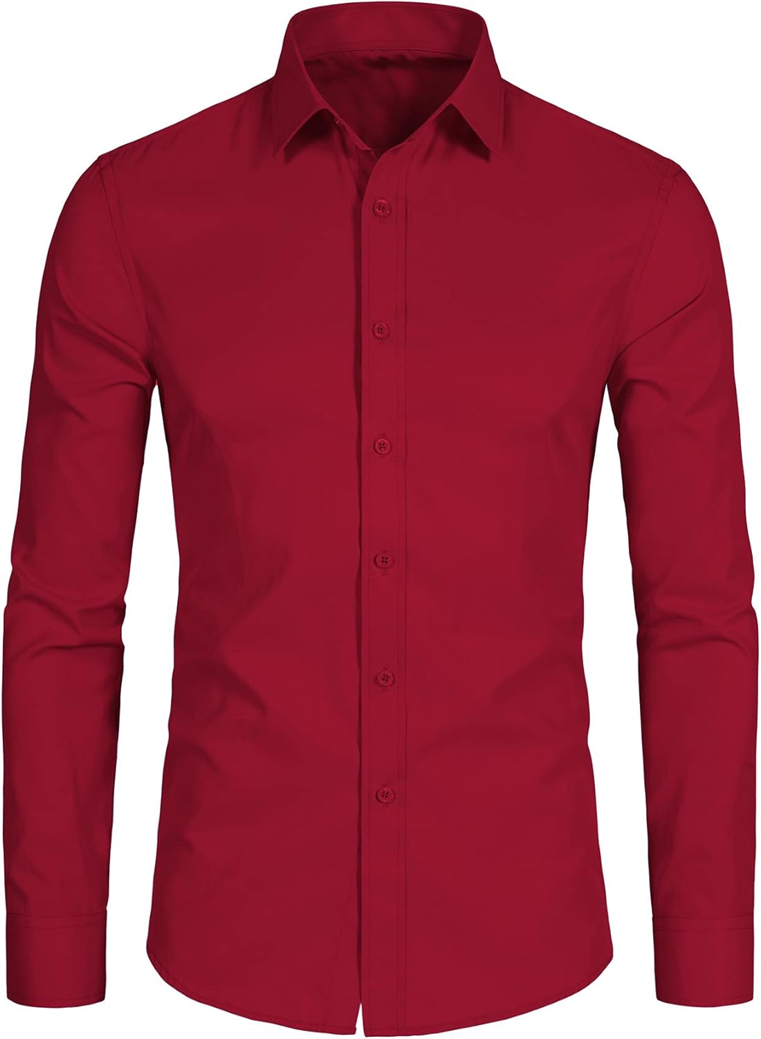 Men'S Long Sleeve Button up Shirts Solid Slim Fit Casual Business Formal Dress Shirt