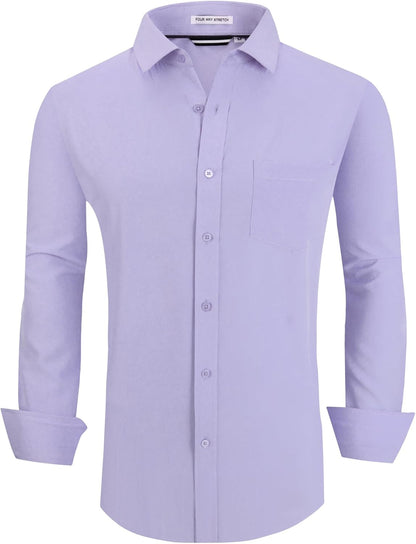 Alex Vando Mens Dress Shirts Regular Fit Long Sleeve Stretch Business Dress Shirts for Men
