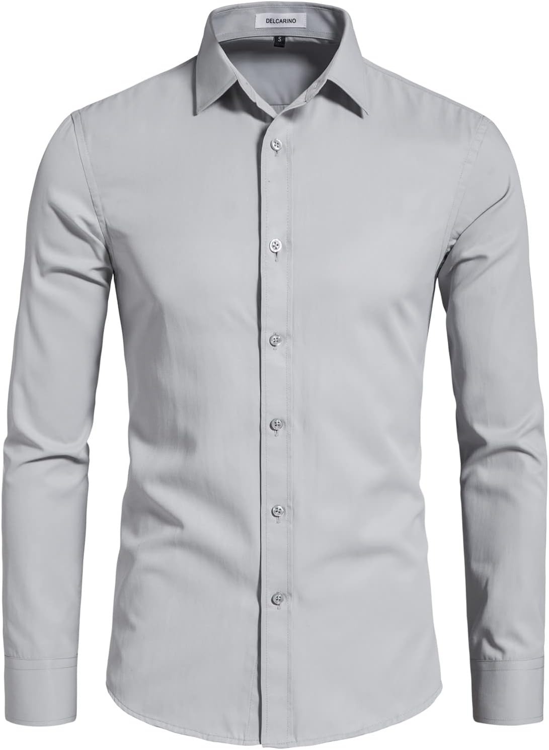 Men'S Long Sleeve Button up Shirts Solid Slim Fit Casual Business Formal Dress Shirt