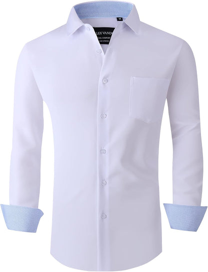 Alex Vando Mens Dress Shirts Regular Fit Long Sleeve Stretch Business Dress Shirts for Men