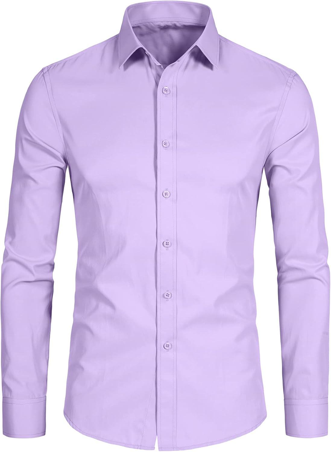 Men'S Long Sleeve Button up Shirts Solid Slim Fit Casual Business Formal Dress Shirt