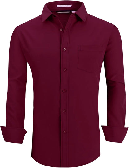 Alex Vando Mens Dress Shirts Regular Fit Long Sleeve Stretch Business Dress Shirts for Men