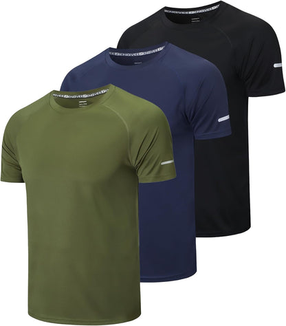 Frueo Men'S 1/3 Pack Workout Shirts Quick Dry Moisture Wicking Short Sleeve Mesh Athletic T-Shirts