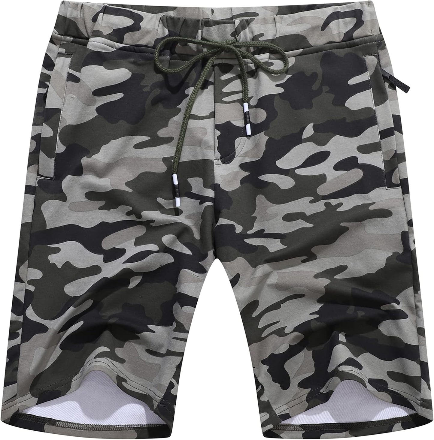 Boisouey Mens Shorts Casual Drawstring Zipper Pockets Elastic Waist