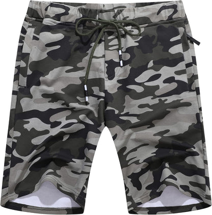 Boisouey Mens Shorts Casual Drawstring Zipper Pockets Elastic Waist