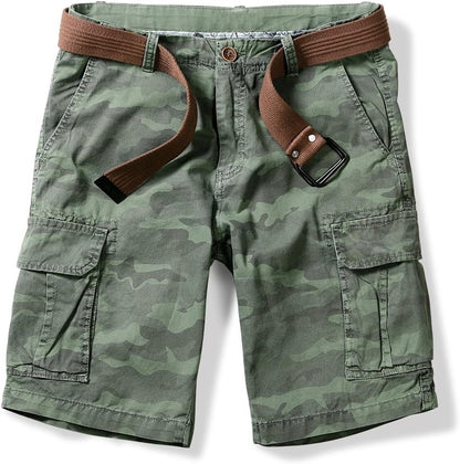 OCHENTA Men'S Lightweight Cargo Shorts with Pockets Cotton Shorts for Men Casual (No Belt)