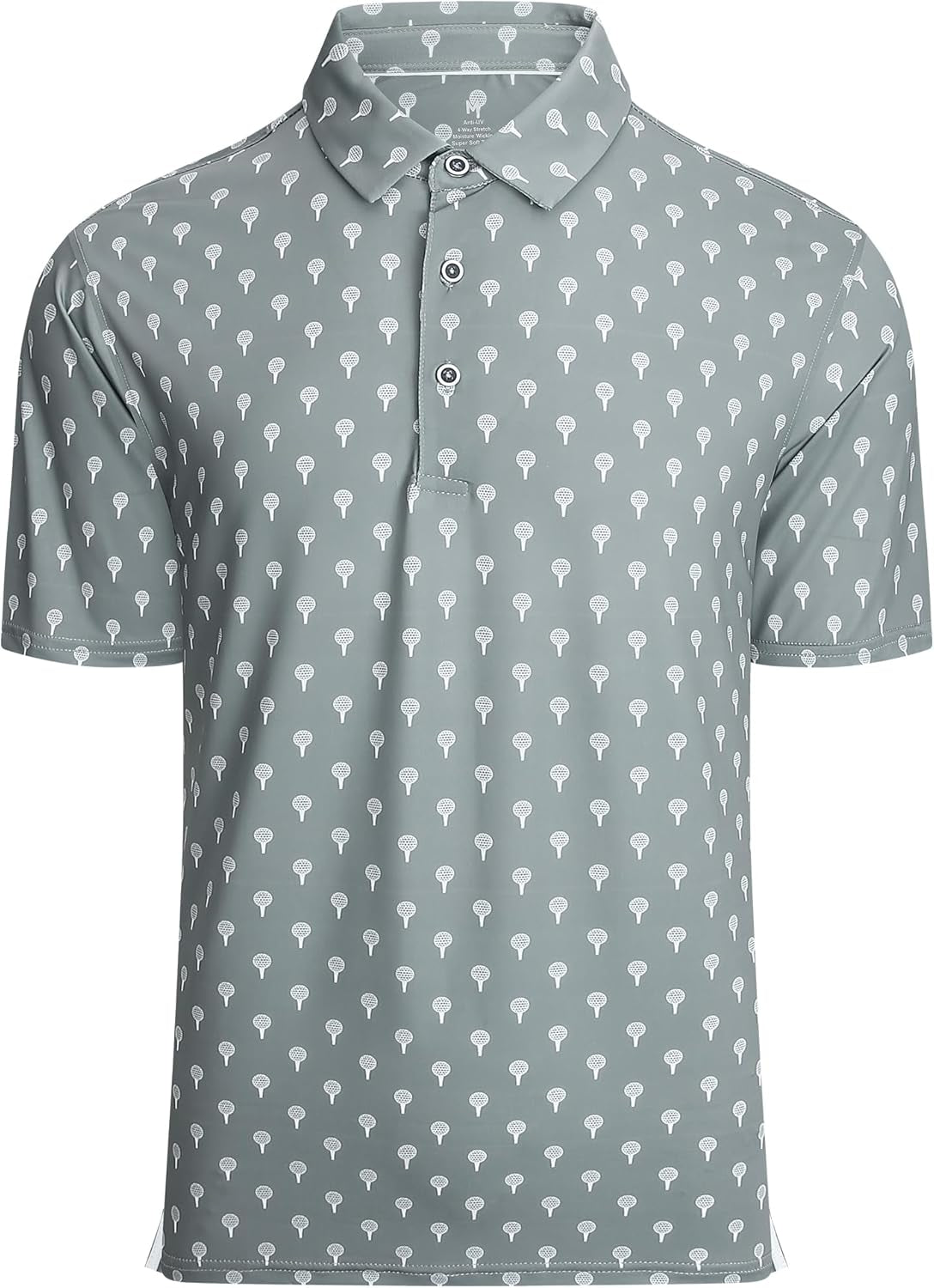 Esabel.C Golf Shirts for Men Dry Fit Performance Short Sleeve Print Moisture Wicking Collared Shirt