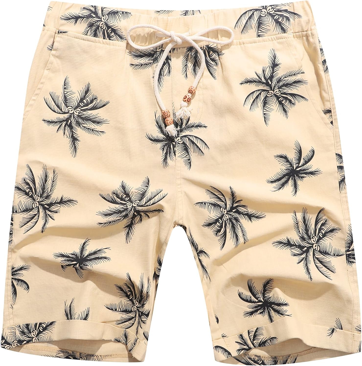 Janmid Men'S Linen Shorts Casual Drawstring Summer Beach Shorts for Men