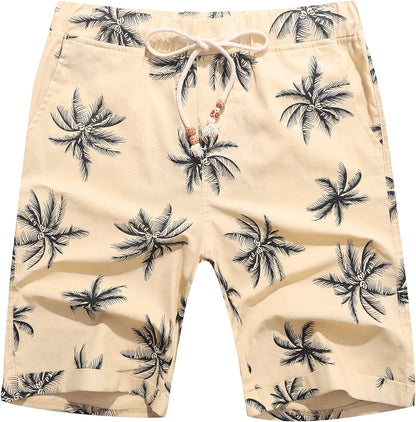 Janmid Men'S Linen Shorts Casual Drawstring Summer Beach Shorts for Men