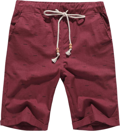 Boisouey Men'S Linen Casual Classic Fit Short Summer Beach Shorts