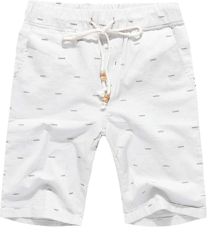 Boisouey Men'S Linen Casual Classic Fit Short Summer Beach Shorts