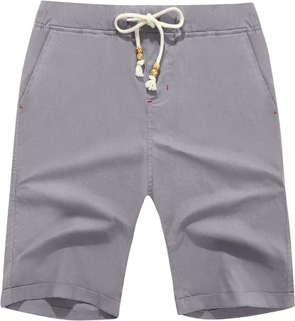Boisouey Men'S Linen Casual Classic Fit Short Summer Beach Shorts