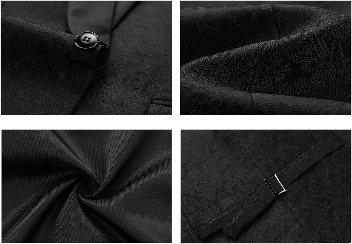 Mens Tuxedo Suits Slim Fit 3 Piece Formal Skinny Tuxedo Suit Set Shawl Lapel Paisley Suits Men for Wedding Prom